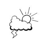 Line drawing of a cloud and sun representing grief counseling