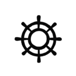 Line drawing of a ships wheel showing the guidance of a Christian Life Coach